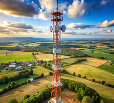 imagem de torre de telecomunicação em área rural